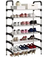 Напольная полка органайзер Shoe Rack Rias RD-9005 для хранения обуви 6 ярусов, Стойка этажерка на 6 секций полок 115x56x30 см из стали Серебристая