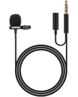 Мікрофон петличка для телефону Lavalier Micro Phone JH-043 - a 3.5 AUX провідна нагрудна петличка з затиском кліпсою і роз'ємом для навушників Чорна