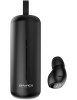 Бездротові Bluetooth навушники з кейсом Awei T5 Black вакуумні навушники-гарнітура з шумозаглушенням і мікрофоном блютуз в чохлі док-станція чорні