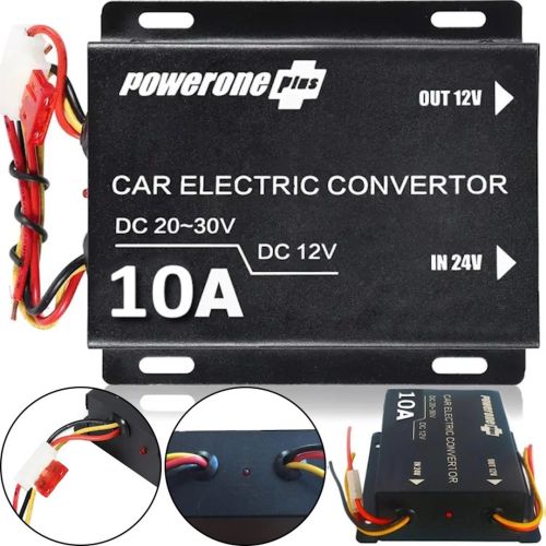 Автомобильный понижающий инвертор PowerOne Plus DC/DC 24v-12v 10A 120W, Авто преобразователь напряжения GS-10A 24В-12В постоянного тока Автоинвертор