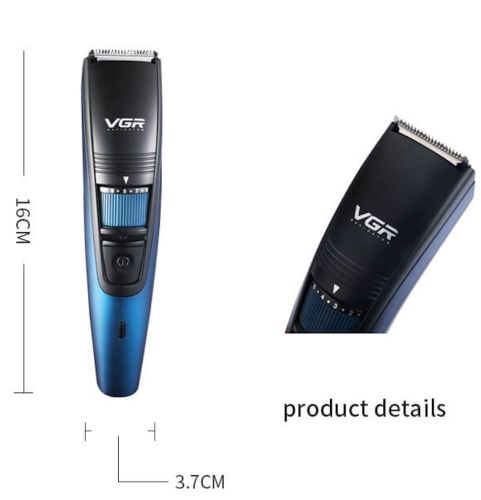 Бездротова акумуляторна машинка VGR V-052 Blue для стрижки волосся і бороди з насадкою, акумуляторний тример бритва для догляду за бородою 5W Синій