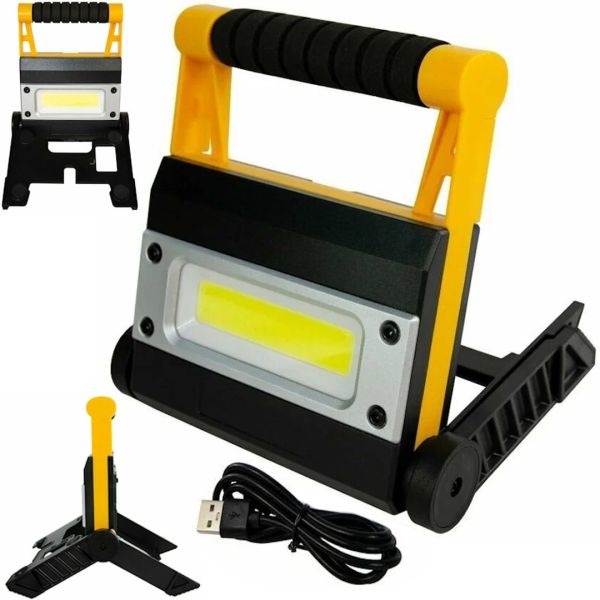 Акумуляторний ручний прожектор X-Balog BL-MS8006 12W, Розкладний LED ліхтар для кемпінгу з опорними ніжками і функцією Power Bank 4 режими Жовтий