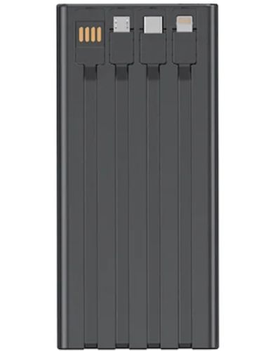 Портативний зарядний пристрій Power Bank YM-644DX 66W 30000 mAh C набором кабелів для зарядки з ліхтариком, зовнішній акумулятор повербанк Чорний
