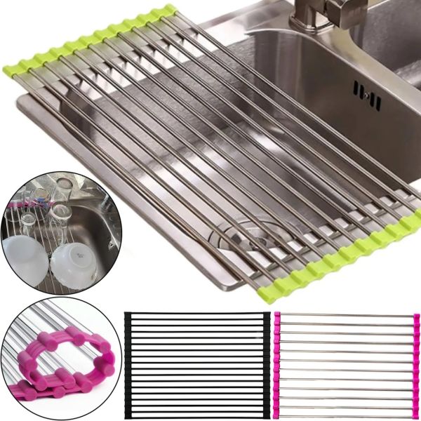 Універсальна складна решітка сушарка Wash Basin Dryer для сушіння посуду на мийку, підставка під гаряче і сушка посуду на раковині Matte-SCH4331-1