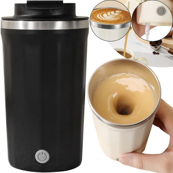 Автоматична чашка мішалка з кришкою Self Stirring Coffee Cup AND945 400 мл з міксером для розмішування кави та чаю, Термокружка з автосмешиванием