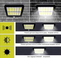 Підвісний вуличний ліхтар Solar light BK-128-6 COB на сонячній батареї з датчиком руху і пультом ДУ, водонепроникний настінний світильник