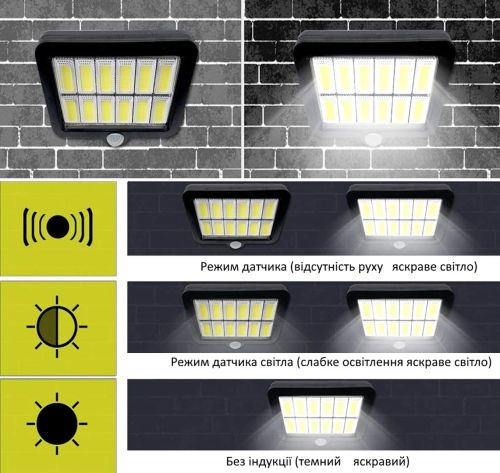 Підвісний вуличний ліхтар Solar light BK-128-6 COB на сонячній батареї з датчиком руху і пультом ДУ, водонепроникний настінний світильник