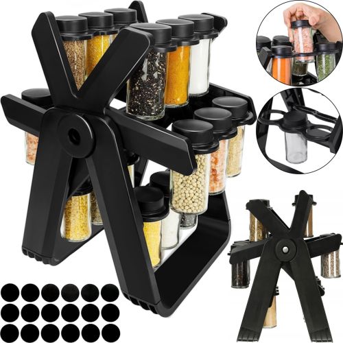 Обертовий органайзер карусель Rotating Spice Rack YZDJQX 18 ємностей для зберігання спецій і приправ на підставці, набір баночок Млин з обертанням