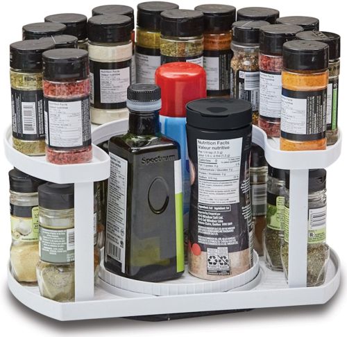 Спецовница Spice Spinner Organizer ZB-918 дворівневий поворотний органайзер полиця для зберігання спецій, підставка стелаж для приправ і соусів