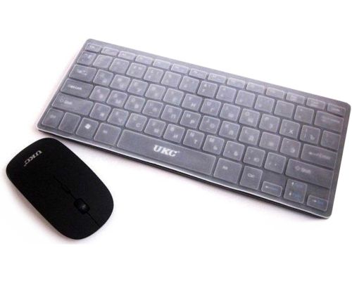 Комплект беспроводная ультратонкая Bluetooth клавиатура и мышь UKC WI1214 Black набор 2 в 1 для ПК компьютера ноутбука с USB адаптером 2.4GHz Черный