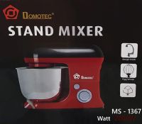 Планетарний тістоміс Domotec MS-1367 1200W з чашею 5л стаціонарний кухонний міксер з чашею для замішування тіста з насадками на 6 швидкостей Червоний