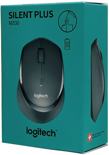 Беспроводная оптическая мышь Logitech M330 Silent Plus Black игровая геймерская мышка на батарейке для ПК компьютера и ноутбука 2.4GHZ USB Черная