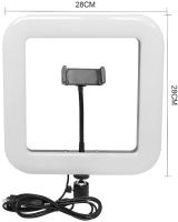 Квадратная кольцевая селфи лампа Square Light D35 28 см напольная светодиодная LED лампа с держателем для телефона для фото и видеосъемки USB