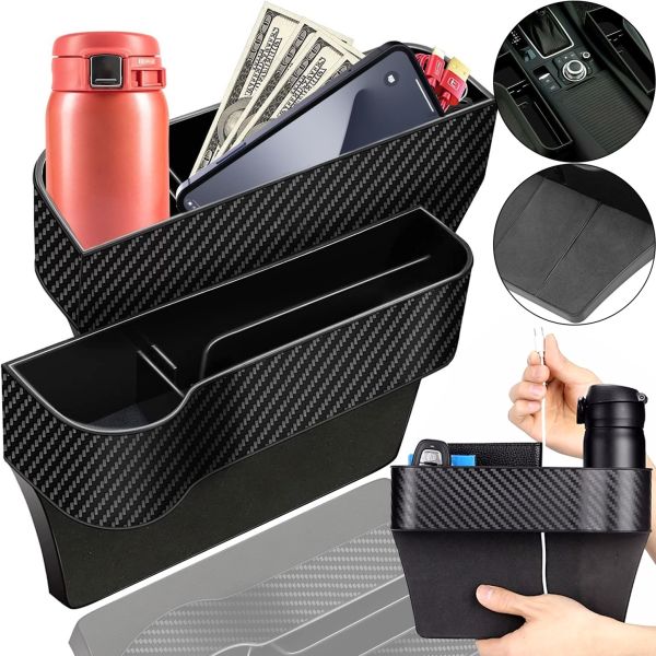 Автомобільний щілинний органайзер підсклянник Car Organiser Green Lion 2 штуки між сидіннями для зберігання дрібниць тримач на сидіння машини чорний