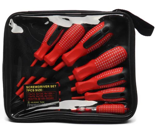 Набір діелектричних викруток Screwdriver Set 7653 7 предметів, ручний комплект інструментів з діелектричним покриттям у чохлі для захисту від струму