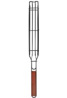 Решетка гриль для барбекю Barbecue Grill Basket 49 см одинарная сетка с деревянной ручкой для рыбы, овощей и кебаба, корзина-гриль для мангала Maclay узкая