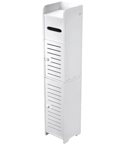 Підлоговий пенал у ванну Sleek Bathroom Storage Cabinet PK-01 вузька пластикова шафа 80х15х15 см органайзер з тримачем для зберігання паперу Білий