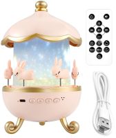 Дитячий нічник проектор зоряного неба Fairy Tale E11 акумуляторний світильник карусель 6 змінних картинок з LED підсвічуванням, музикою і Bluetooth