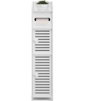 Підлоговий пенал у ванну Sleek Bathroom Storage Cabinet PK-01 вузька пластикова шафа 80х15х15 см органайзер з тримачем для зберігання паперу Білий