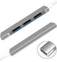Концентратор USB 3.0 Hub Silver на 4 порти, мультифункціональний перехідник розгалужувач для ноутбука і ПК, юсб хаб Сірий