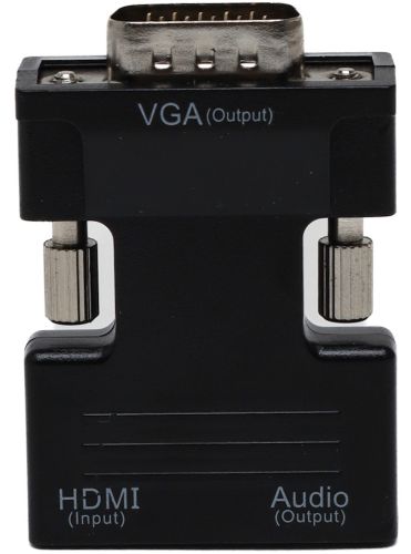 Конвертер HDMI-VGA OUT Black адаптер для перетворення сигналу 1080p з аудіо виходом, перехідник з HDMI на VGA кабель 3.5 мм jack Чорний