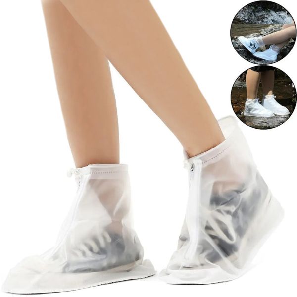 Багаторазові бахіли для взуття Adult Shoe Cover водонепроникні захисні чохли дощовики на блискавці з протектором від дощу і бруду прозорі