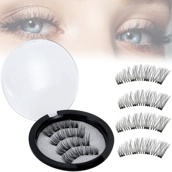Магнітні вії на стрічці Magnetic Lashes Professional Eyelash 3D багаторазові накладні вії на магнітній основі в круглому футлярі 26 мм