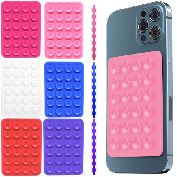 Тримач ліппер для телефона на присосках Sticker Side Silicone 8х5.5 см двосторонній силіконовий чохол, 24 присоски для смартфона Octobuddy