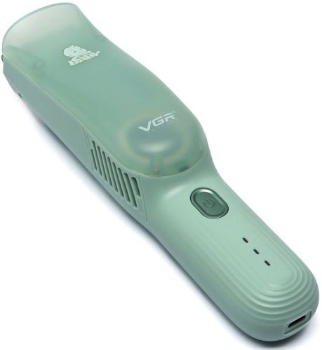Машинка для стрижки дітей VGR Baby V-155 5W бездротовий вакуумний дитячий тример для немовлят з витяжкою волосся і насадками на акумуляторі Зелений