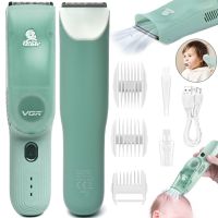 Машинка для стрижки дітей VGR Baby V-155 5W бездротовий вакуумний дитячий тример для немовлят з витяжкою волосся і насадками на акумуляторі Зелений