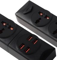 Мережевий подовжувач Power Socket BKL-01 2500W 3.4А на 2 розетки 4 USB 2 м фільтр перенесення з вимикачем для підключення приладів до мережі Чорний