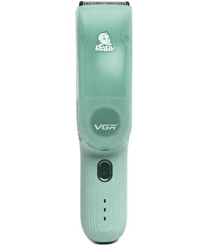Машинка для стрижки дітей VGR Baby V-155 5W бездротовий вакуумний дитячий тример для немовлят з витяжкою волосся і насадками на акумуляторі Зелений