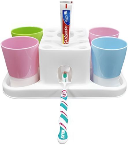 Органайзер для зубних щіток з дозатором пасти Happy Family Wash Gargle Suit RY-808 настільний тримач підставка на 4 склянки для аксесуарів Білий