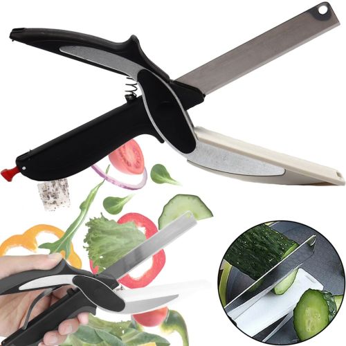 Умные ножницы для нарезки овощей Smart Clever Cutter JN-59 3 в 1 универсальный кухонный нож для быстрой шинковки, нож-ножницы и доска для резки