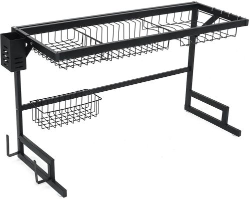 Сушарка для зберігання посуду над раковиною Storage Shelf Sink Rack XL - 738 двоярусна полиця для сушіння, настільний органайзер на мийку XY-6203 Чорний