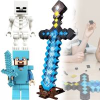 Дитячий конструктор Minecraft My World 6071 на 1441 LED деталей, світловий алмазний меч з підсвічуванням і фігурками Стів і Скелет Майнкрафт від 6 років