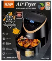 Безмасляний аерогриль RAF Air Fryer R.5234B на 5.8 л електрична повітряна аерофритюрниця для приготування їжі без олії 7 програм 1500W Чорна