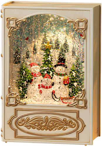 Нічник у формі різдвяної книги XMAS WDL 24023b Новорічний музичний світильник книжка з ефектом хуртовини і LED підсвічуванням на батарейках USB