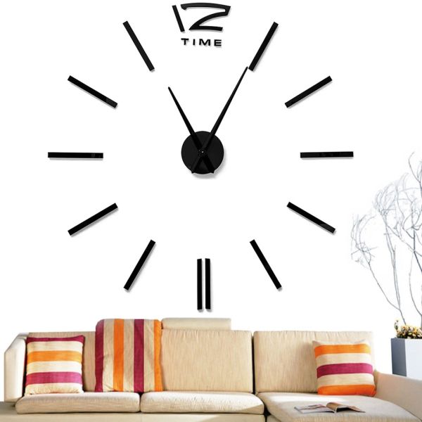 Настінні 3D годинник Diy Clock XZ127 Black Зроби сам 70-150 см великі безшумні самоклеючі 3Д годинник об'ємні цифри на стіну для дому, офісу чорні