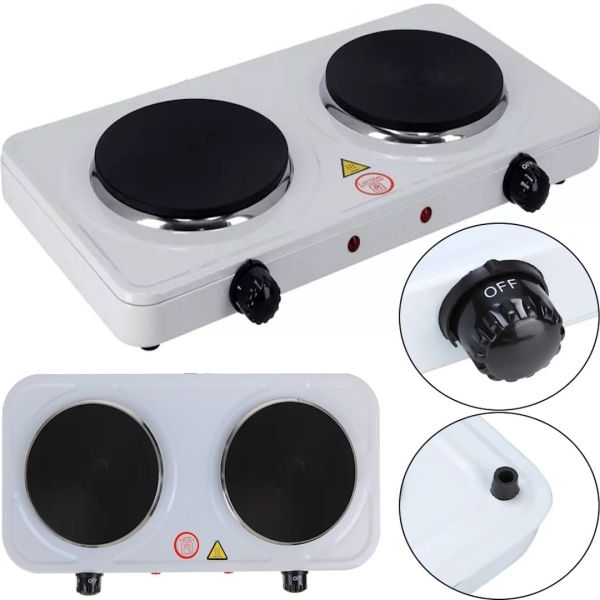 Настільна електроплита Hot Plate Electric Cooking JX-2020A 2000W на 2 конфорки диск двоконфорочна електрична плита з термостатом на 5 положень