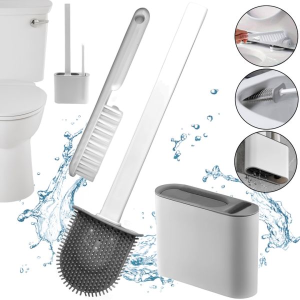 Набір щітка і йоржик Cleaner Toilet Brush Rd-5763 підвісний силіконовий гнучкий йоржик на підставці з кріпленням на стіну для чищення унітазу HA-179