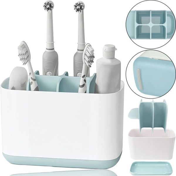 Настільна підставка органайзер Large Toothbrush Caddy для зубних щіток і пасти на 6 відсіків, Тримач зубної щітки Joseph для ванної кімнати Білий