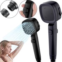 Квадратная насадка высокого давления Water Shower Head RD-3042 4 режима с кнопкой включения для душа, лейка с переключателем и фильтром Черная