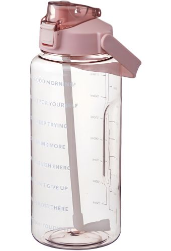 Спортивна пляшка з поїлкою для води Water Bottle Large Gym 2л портативна герметична пляшка з таймером, соломинкою і ручкою для занять спортом