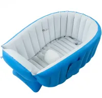 Надувна дитяча ванна для купання Intime Baby Bath Tub JS033 протиковзка ванночка з подушкою, зливом і ножним насосом для малюків AND1440