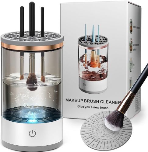 Електричний звуковий очищувач кистей для макіяжу Makeup Cleaning Brush AND HZ-001 2 в 1 щітка підставка для чищення та сушіння косметичних пензликів