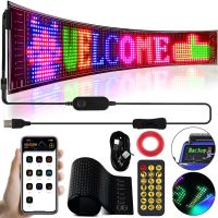 Гнучкий екран LED Matrix Panel JTPD-03-011 12х59.5 см світлодіодна рекламна RGB стрічка в авто, рядок, що біжить, з пультом і від телефону Bluetooth WiFi