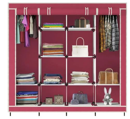 Складаний тканинний шафа для одягу Storage Wardrobe 88170 на 4 секції, 170х45х175, каркасний органайзер гардероб для взуття та речей на 12 полиць