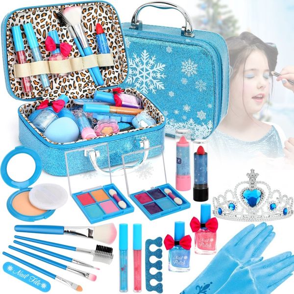 Набір дитячої косметики Холодне серце Frozen Makeup Play Set Декоративні тіні, помада, лаки, корона і рукавички, комплект 17 предметів у валізі