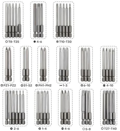 Набір магнітних насадок Socket Set AND ES-50 комплект з 49 односторонніх подовжених біт 75 мм з подовжувачем в кейсі для викруток і шуруповерта